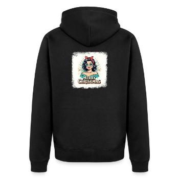 Retro Weihnachten Pin-Up T-Shirt - Unisex Premium Bio Zip Hoodie - Schwarz - Hinten - Nico (187cm)