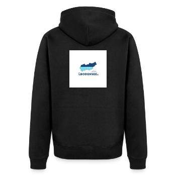 Lake Constance Landscape Logo Lakeshore - Unisex Premium Organic Zip Hoodie - black - Back - Nico (187cm)