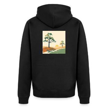 Pastel Sunset Trees - Unisex Premium Organic Zip Hoodie - black - Back - Nico (187cm)