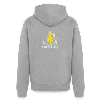 Merry Cheesemas Cute Mice & Cheese Tree Tee - Unisex Premium Organic Zip Hoodie - heather grey - Back - Nico (187cm)