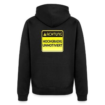ATTENTION MOTIVATION FUNNY - Unisex Premium Organic Zip Hoodie - black - Back - Nico (187cm)