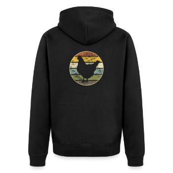 Poulet Retro Sunset - Poulet Vintage - Veste à capuche bio Premium Unisexe - noir - Dos - Nico (187cm)