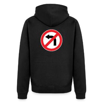 Virage à gauche interdit, panneaux de signalisation - Veste à capuche bio Premium Unisexe - noir - Dos - Nico (187cm)