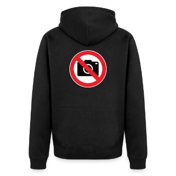 Fotografieren verboten, Verbotszeichen - Unisex Premium Bio Zip Hoodie - Schwarz - Hinten - Nico (187cm)