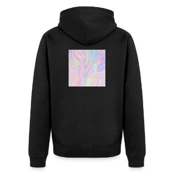 Iridescent Abstract Liquid Pastel Pattern - Unisex Premium Organic Zip Hoodie - black - Back - Nico (187cm)