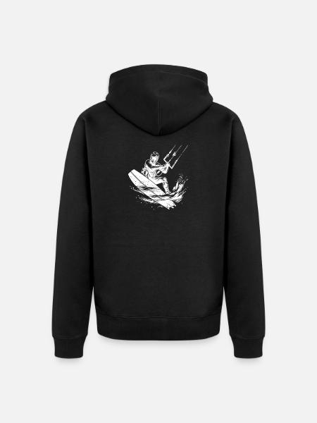 Kite surfing, seawater, wind, riding fun - Unisex Premium Organic Zip Hoodie - black