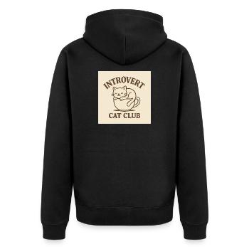 Cute Introvert Cat Club – Cozy Sleeping Cat - Unisex Premium Organic Zip Hoodie - black - Back - Nico (187cm)