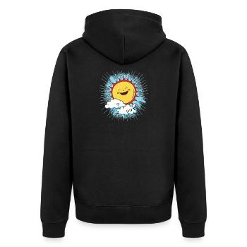 Soleil souriant au-dessus des nuages - Veste à capuche bio Premium Unisexe - noir - Dos - Nico (187cm)