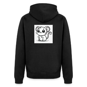 Kawaii-Maus Schwarz-Weiß - Unisex Premium Bio Zip Hoodie - Schwarz - Hinten - Nico (187cm)