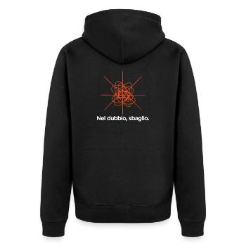 Im Zweifel liege ich falsch - Unisex Premium Bio Zip Hoodie - Schwarz - Hinten - Nico (187cm)