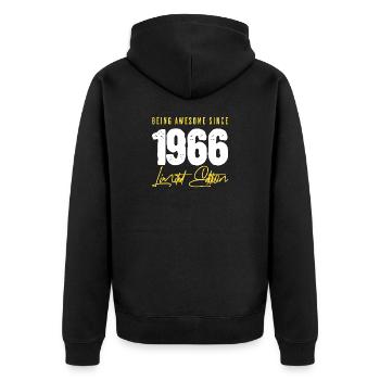 1966 Jahrgang 60. Geburtstag - Unisex Premium Bio Zip Hoodie - Schwarz - Hinten - Nico (187cm)