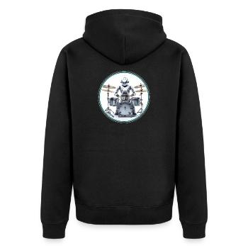 Drum Machine Roboter - Unisex Premium Bio Zip Hoodie - Schwarz - Hinten - Nico (187cm)