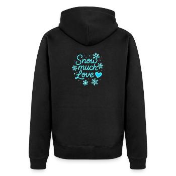 Schnee Viel Liebe Neon Schriftzug - Unisex Premium Bio Zip Hoodie - Schwarz - Hinten - Nico (187cm)
