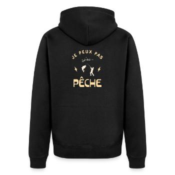 I can't I fished fisherman humor - Unisex Premium Bio Zip Hoodie - Schwarz - Hinten - Nico (187cm)