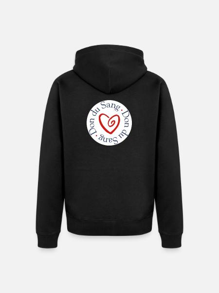 Blutspende, Herzsolidarität, - Unisex Premium Bio Zip Hoodie - Schwarz