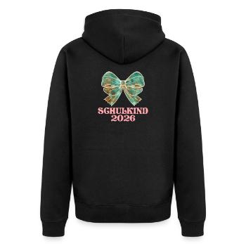 Schulkind 2026 Einschulung Mädchen - Unisex Premium Bio Zip Hoodie - Schwarz - Hinten - Nico (187cm)