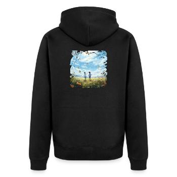 Carefree children's friends in butterfly flight - Unisex Premium Organic Zip Hoodie - black - Back - Nico (187cm)