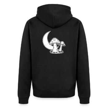 T-shirt Gobelincore Lune et Champignons - Veste à capuche bio Premium Unisexe - noir - Dos - Nico (187cm)