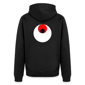 3 circles, white, red and black - Unisex Premium Organic Zip Hoodie - black - Back - Nico (187cm)