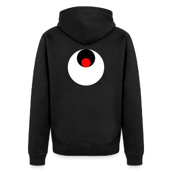3 cercles, blanc, noir et rouge - Veste à capuche bio Premium Unisexe - noir - Dos - Nico (187cm)