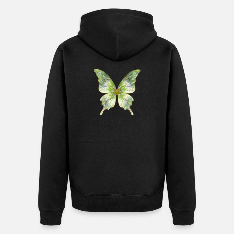 Papillon vert aquarelle - Veste à capuche bio Premium Unisexe - noir