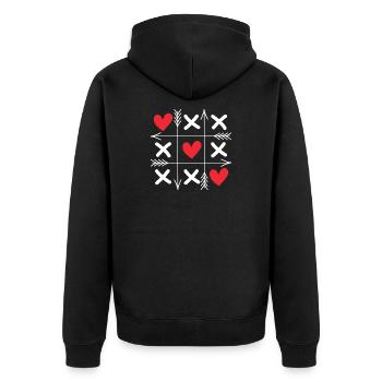Tic-Tac-Toe-Herzen Süße Passende Paare Valentinstag - Unisex Premium Bio Zip Hoodie - Schwarz - Hinten - Nico (187cm)