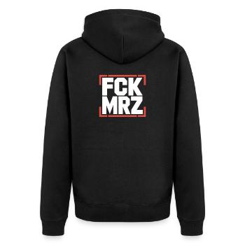FCK MRZ  - Anti CDU/CSU Logo - Unisex Premium Bio Zip Hoodie - Schwarz - Hinten - Nico (187cm)