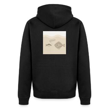 Da biste platt, nä – Lustiges Fisch Design - Unisex Premium Organic Zip Hoodie - black - Back - Nico (187cm)