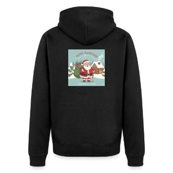 Weihnachts-Santa mit Sack und Zuckerstange - Unisex Premium Bio Zip Hoodie - Schwarz - Hinten - Nico (187cm)
