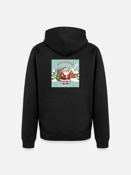 Weihnachts-Santa mit Sack und Zuckerstange - Unisex Premium Bio Zip Hoodie - Schwarz