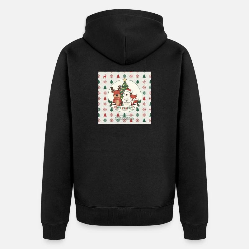 Joyeux Pawlidays à la faune hivernale - Veste à capuche bio Premium Unisexe - noir