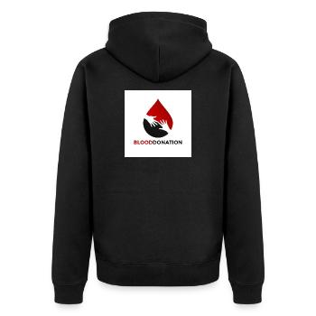 Emblem der Blutspendehände - Unisex Premium Bio Zip Hoodie - Schwarz - Hinten - Nico (187cm)