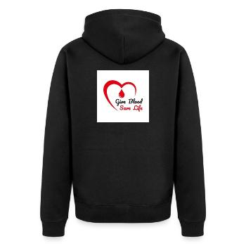 Herz-Emblem zur Blutspende - Unisex Premium Bio Zip Hoodie - Schwarz - Hinten - Nico (187cm)