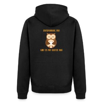 Kaffeezeit und Eulenruhe - Unisex Premium Bio Zip Hoodie - Schwarz - Hinten - Nico (187cm)