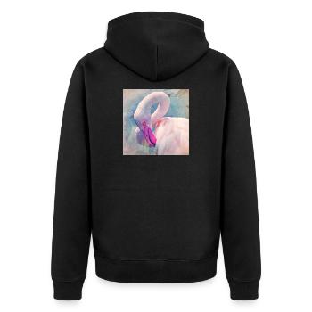 Flamingo in pastel light - Unisex Premium Organic Zip Hoodie - black - Back - Nico (187cm)