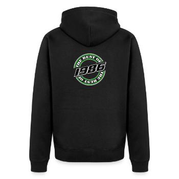 1986 , the best of , 40.Geburtstag , 40 Jahre - Unisex Premium Bio Zip Hoodie - Schwarz - Hinten - Nico (187cm)