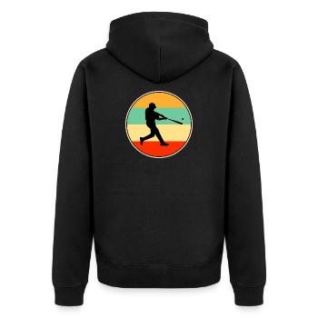 Retro Baseball Silhouette Vintage Sunset Sports - Unisex Premium Bio Zip Hoodie - Schwarz - Hinten - Nico (187cm)