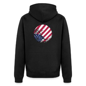 Patriotischer Tennisball Amerikanische Flagge Sportfan Gif - Unisex Premium Bio Zip Hoodie - Schwarz - Hinten - Nico (187cm)