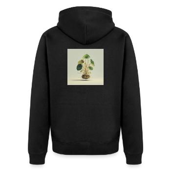 TechnoPflanze: Goldene Knoten - Unisex Premium Bio Zip Hoodie - Schwarz - Hinten - Nico (187cm)