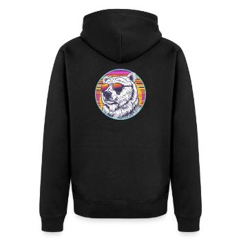Polar Bär Retro Sonnenbrille - Unisex Premium Bio Zip Hoodie - Schwarz - Hinten - Nico (187cm)
