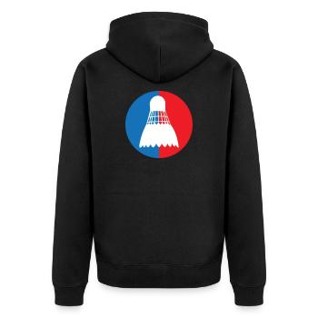 Badminton - Sport - Racket - Unisex Premium Organic Zip Hoodie - black - Back - Nico (187cm)