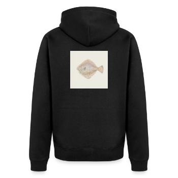Flunder Fisch Aquarell – Maritime Illustration - Unisex Premium Bio Zip Hoodie - Schwarz - Hinten - Nico (187cm)