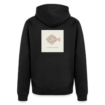 Flunder Mood – Lustiger Fisch Humor - Unisex Premium Bio Zip Hoodie - Schwarz - Hinten - Nico (187cm)