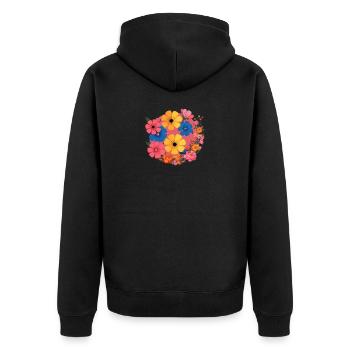 Blumen im Retro-Pop - Unisex Premium Bio Zip Hoodie - Schwarz - Hinten - Nico (187cm)