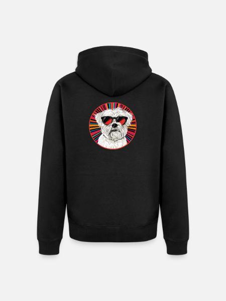 Punk dog with sunglasses - Unisex Premium Organic Zip Hoodie - black
