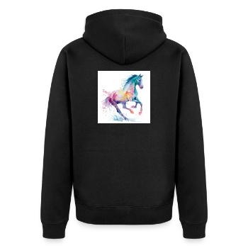 Cheval aquarelle arc-en-ciel - Veste à capuche bio Premium Unisexe - noir - Dos - Nico (187cm)