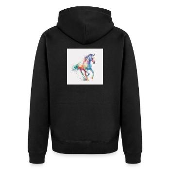 Explosion aquarelle du cheval arc-en-ciel - Veste à capuche bio Premium Unisexe - noir - Dos - Nico (187cm)