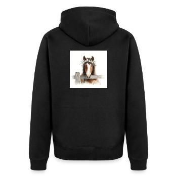 Cheval aquarelle avec couronne florale - Veste à capuche bio Premium Unisexe - noir - Dos - Nico (187cm)