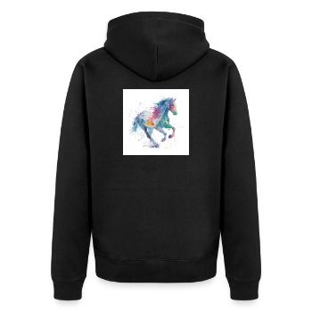 Cheval aquarelle au galop arc-en-ciel - Veste à capuche bio Premium Unisexe - noir - Dos - Nico (187cm)