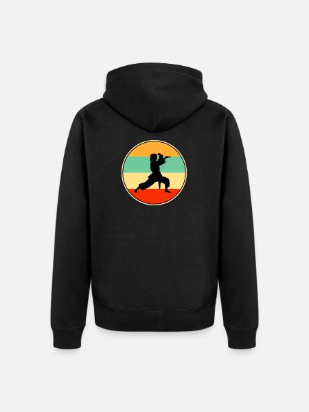 Vintage Female Karate Player Martial Arts Retro - Unisex Premium Organic Zip Hoodie - black